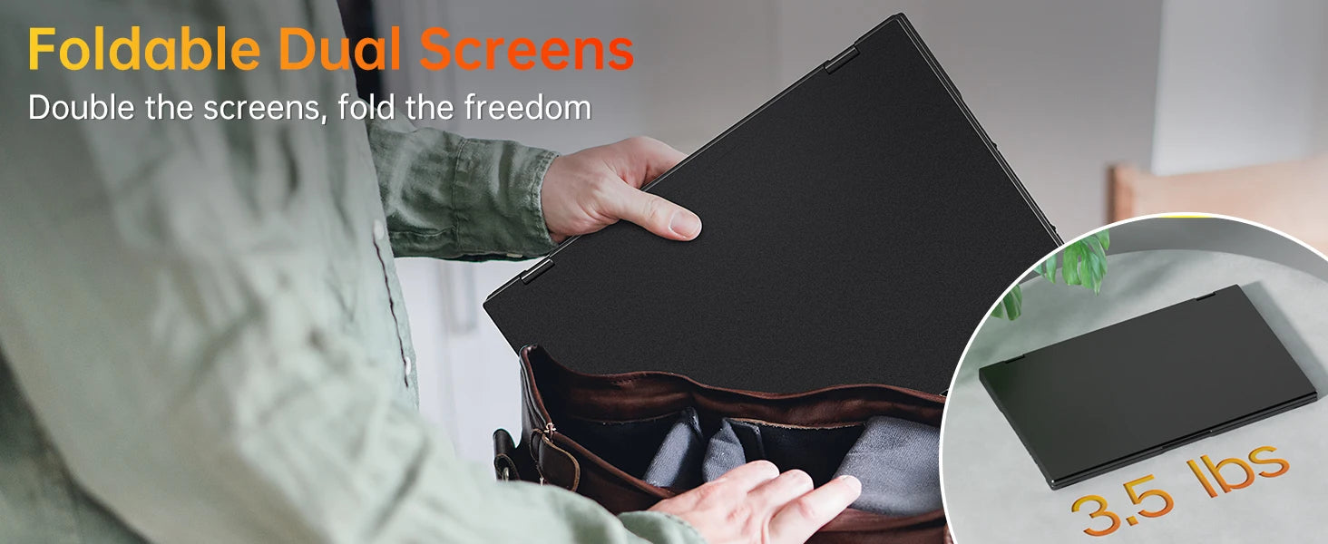 15.6" Dual Portable Laptop Monitor - 1080P FHD Stacked Screen Extender - 18
