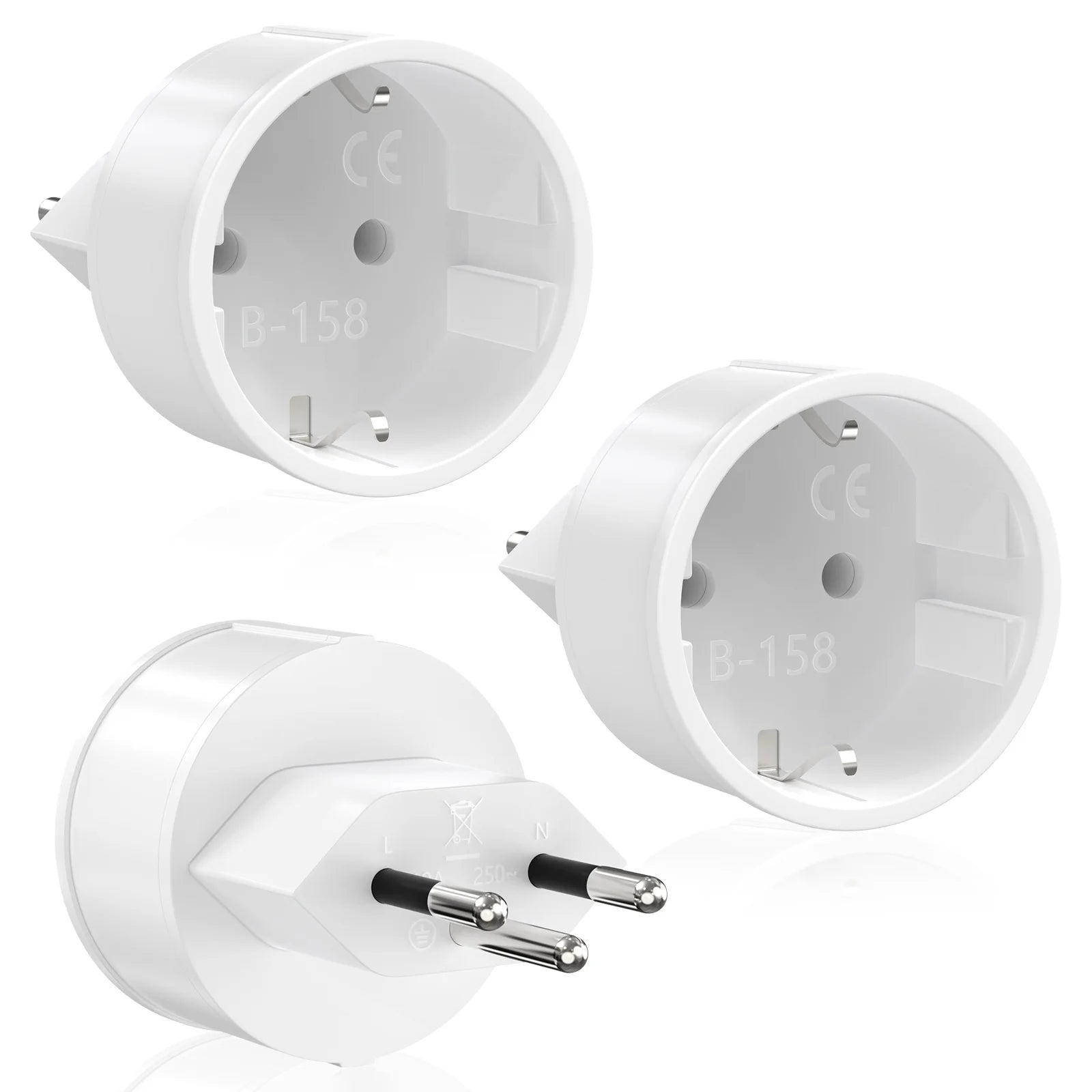 3-Pack EU to Switzerland Travel Power Adapter Plug 10A 250V Converter - 1