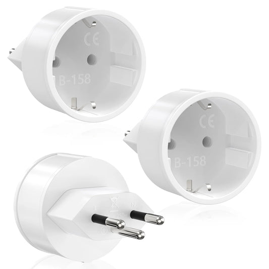 3-Pack EU to Switzerland Travel Power Adapter Plug 10A 250V Converter