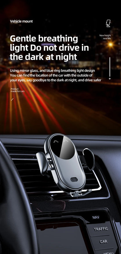 Smart Infrared Auto-Clamping 30W Fast Wireless Car Charger Mount