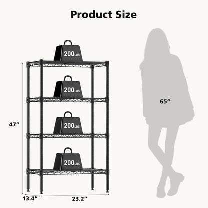 Heavy-Duty Adjustable Metal Wire Storage Shelving Rack - 3 to 5 Tier