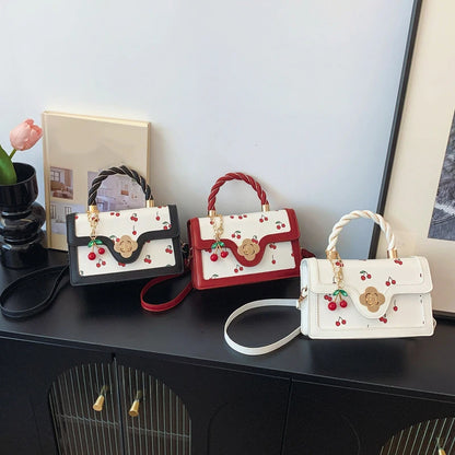 Luxury Cherry Print Square Bag