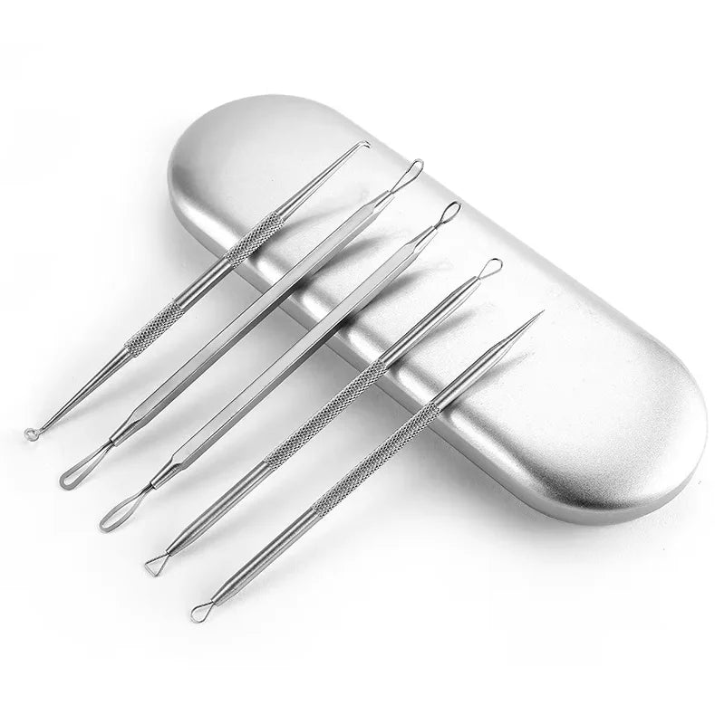 Professional Stainless Steel Blackhead Extractor & Pimple Popper Tool Kit