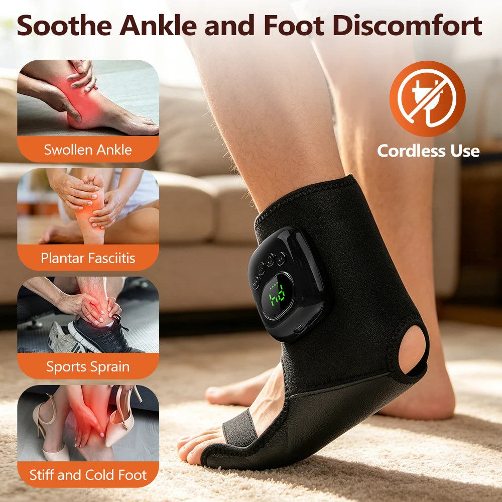 Cordless Air Compression Wrist Massager with Heat Therapy for Pain Relief