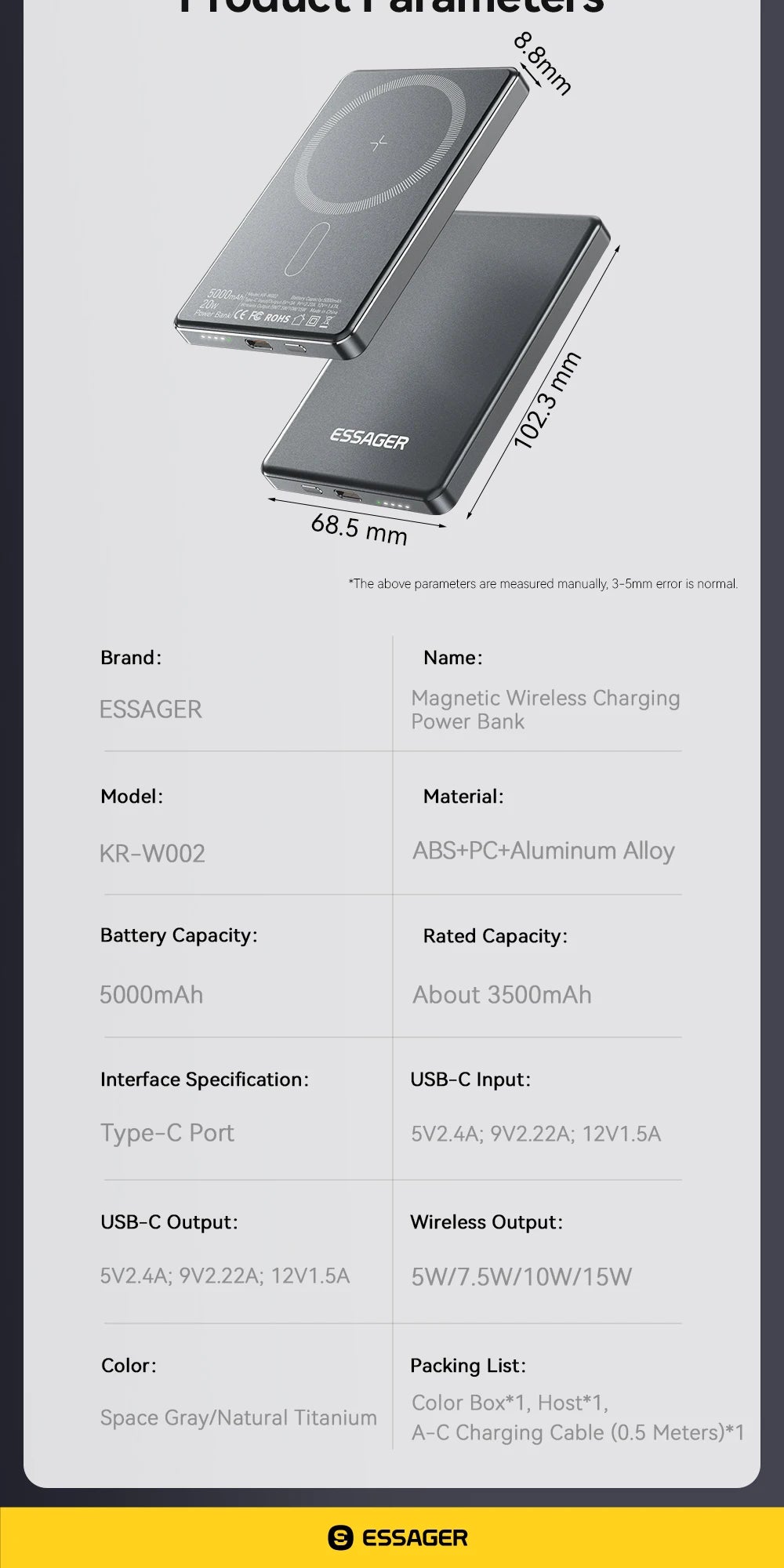 Slim Magnetic Wireless Power Bank 5000mAh for iPhone 16/15/14 Fast Charge - 19