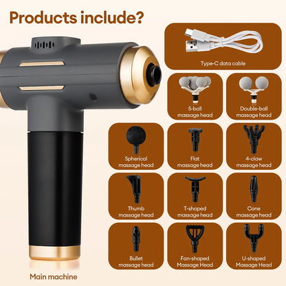 11-in-1 Deep Tissue Massage Gun with 99 Speeds & LED Touch Screen