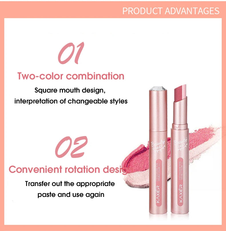 Gradient Two-Tone Eyeshadow Stick - Waterproof Shimmer Eye Makeup - 10