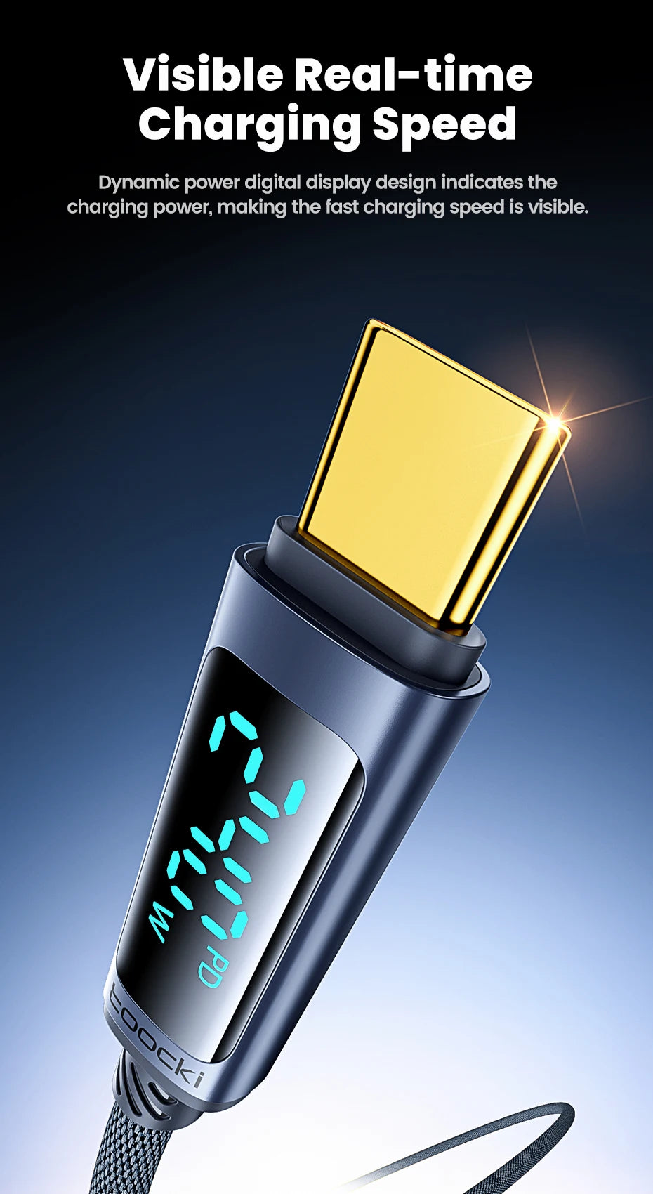 240W USB-C to USB-C Fast Charging Cable with Digital Power Display