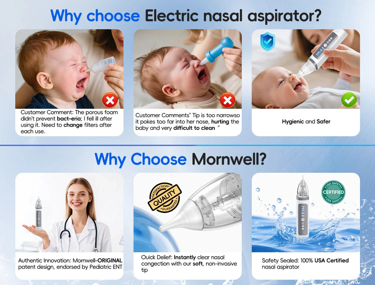 Electric Baby Nasal Aspirator - Safe & Gentle Automatic Nose Cleaner