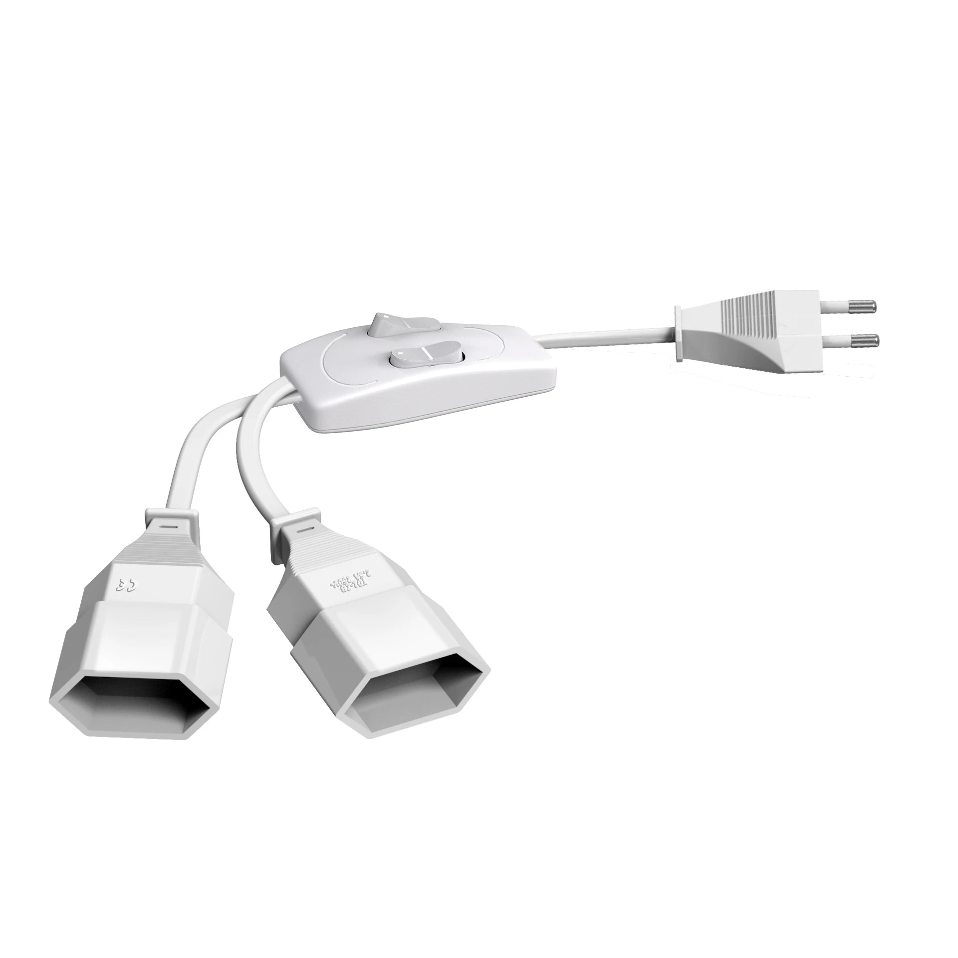German Standard Dual Socket Extension Cable - Compact 2-Way Power Splitter - 14