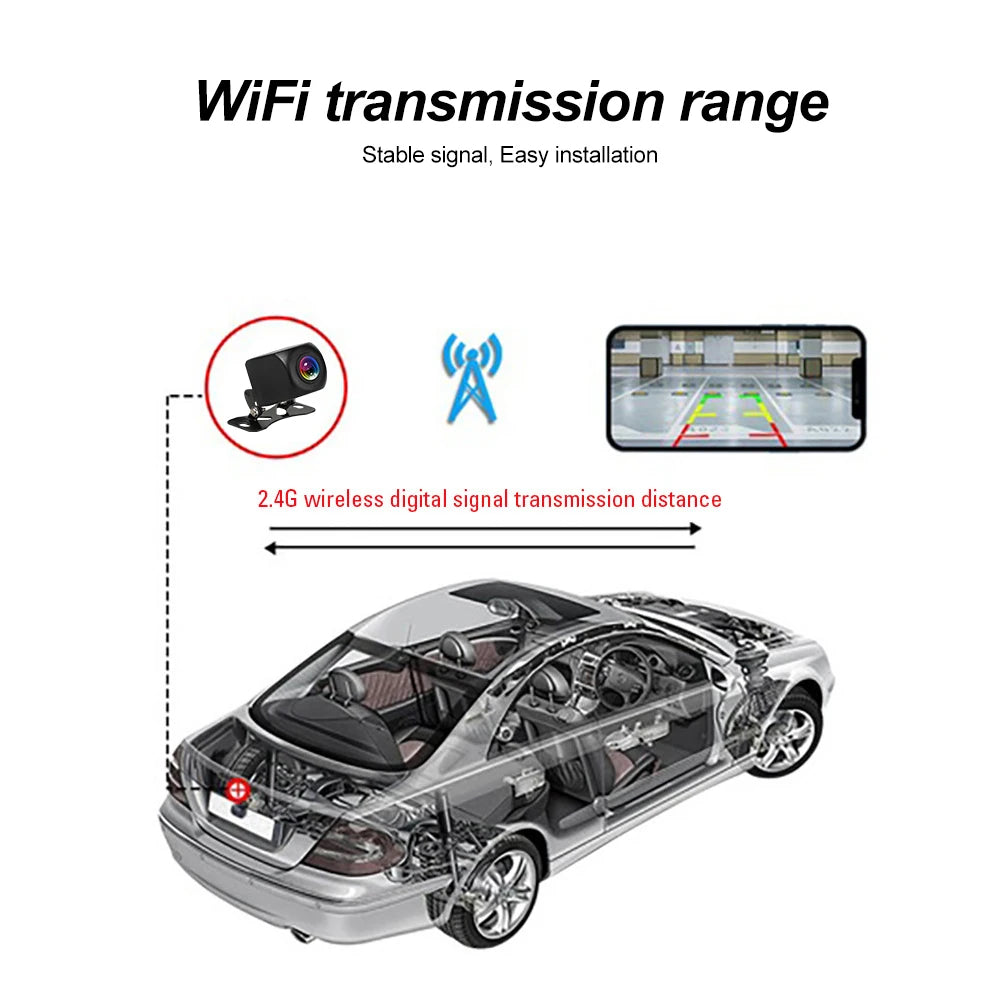 HD Wireless WiFi Backup Camera - Waterproof Car Rear View Camera for iOS & Android - 4