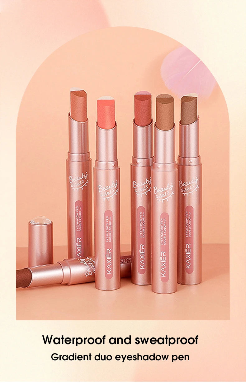 Gradient Two-Tone Eyeshadow Stick - Waterproof Shimmer Eye Makeup