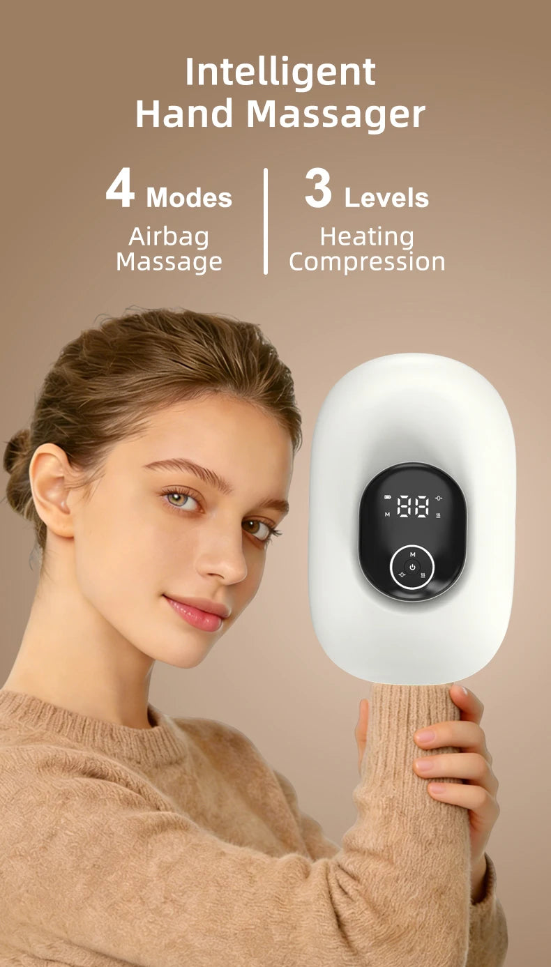 Smart Wireless Hand Massager with Heat and Airbag Compression