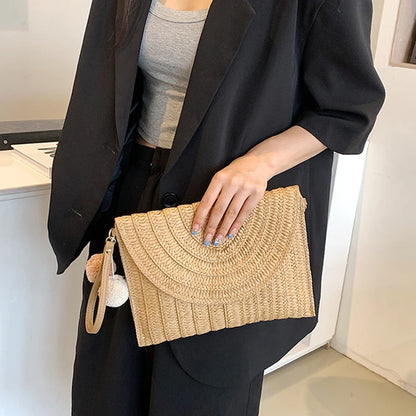 Luxury Woven Summer Straw Clutch