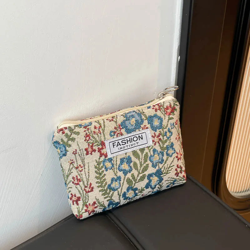 Luxury Retro Floral Canvas Clutch