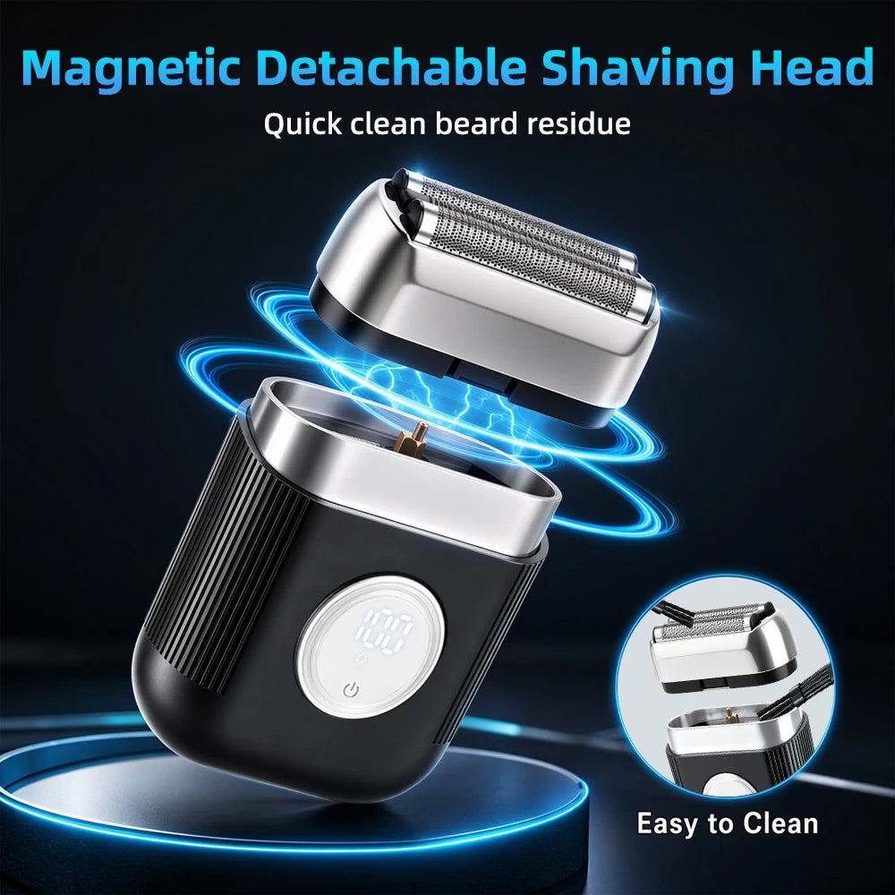 Portable Electric Foil Shaver - Waterproof Wet & Dry Beard Trimmer for Men - 8