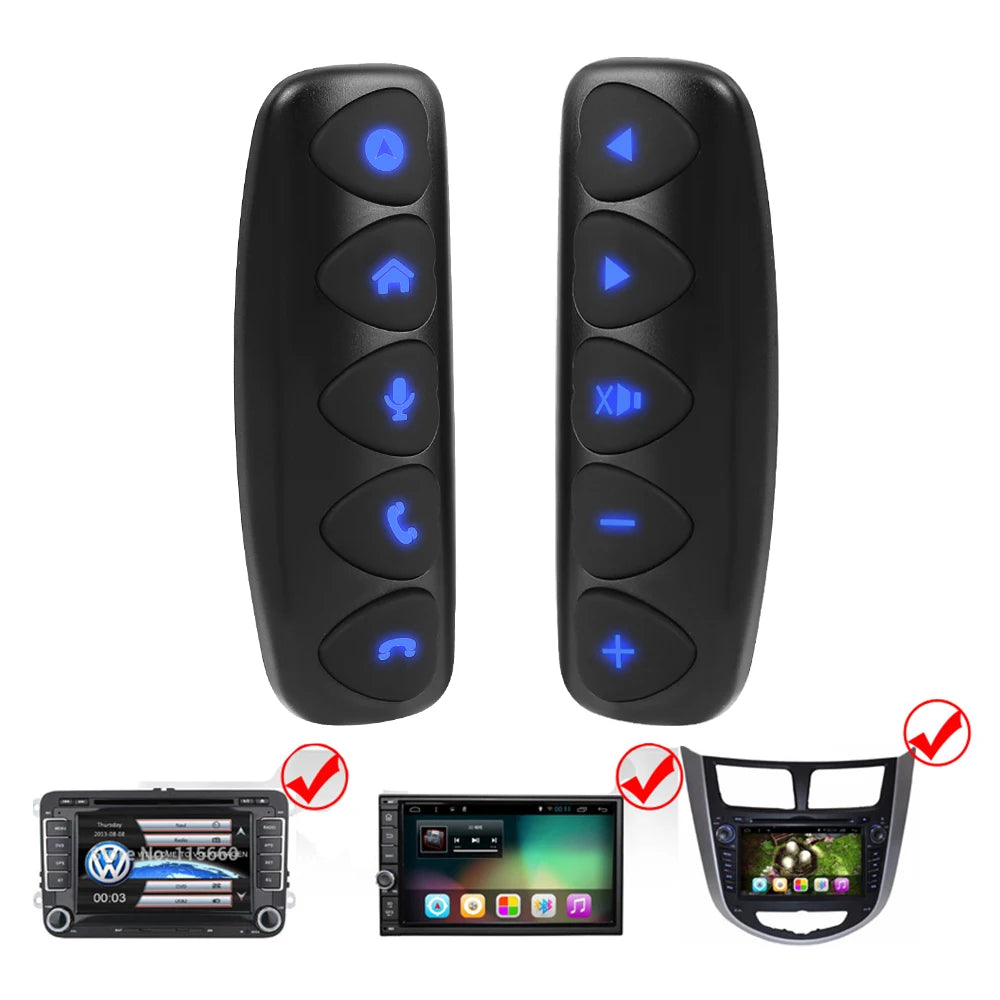 Wireless Car Steering Wheel Remote Control - 10-Key Universal Media Buttons - 9