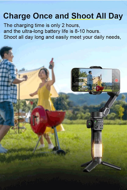 3-Axis Phone Gimbal Stabilizer with Tripod, Extension Rod & Face Tracking