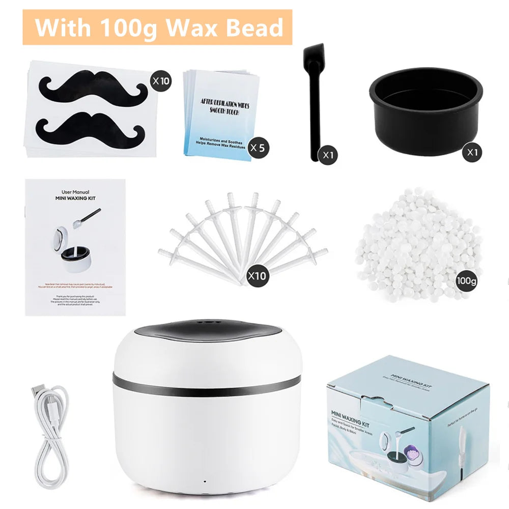 Mini Wax Heater & Nose Ear Hair Removal Kit - 33