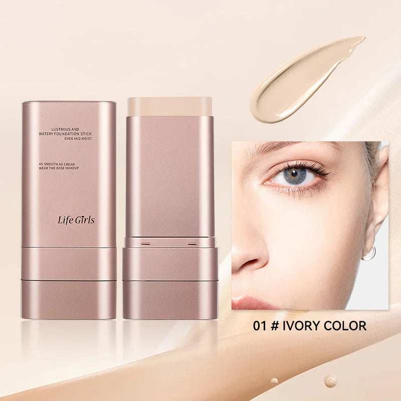 Double-Ended Hydrating Foundation Stick with Built-in Brush - Long-Lasting