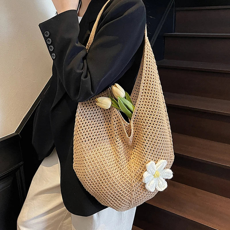 Luxury Bohemian Hollow Straw Tote
