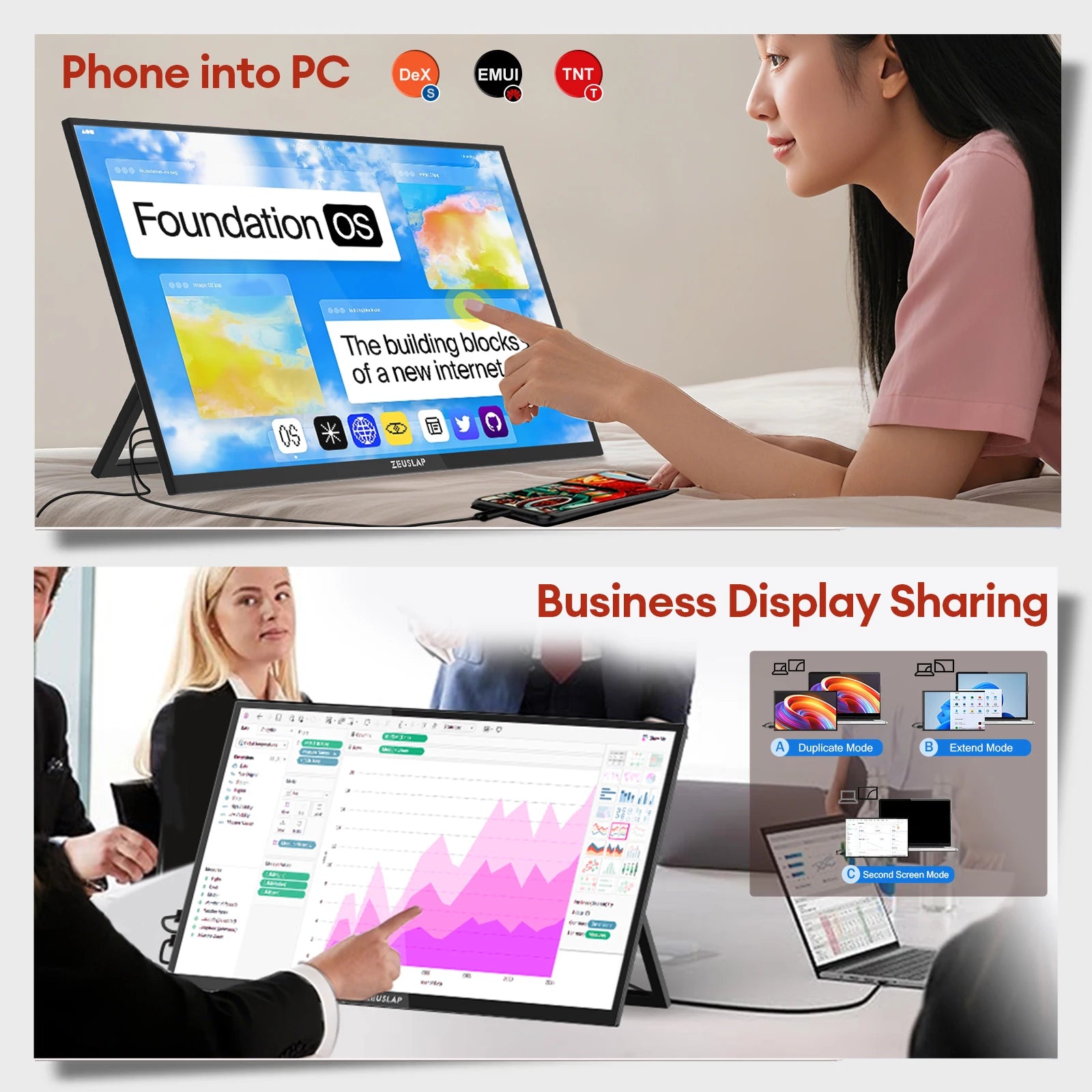 18.5" Touchscreen Portable Monitor 1080P IPS HDR Ultra-Slim Display - 5