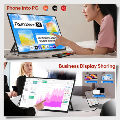 18.5" Touchscreen Portable Monitor 1080P IPS HDR Ultra-Slim Display