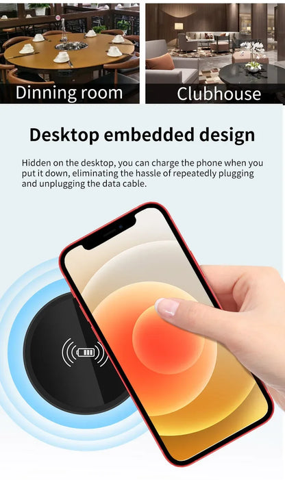 Invisible Desktop Wireless Fast Charger - 15W Embedded Charging Pad