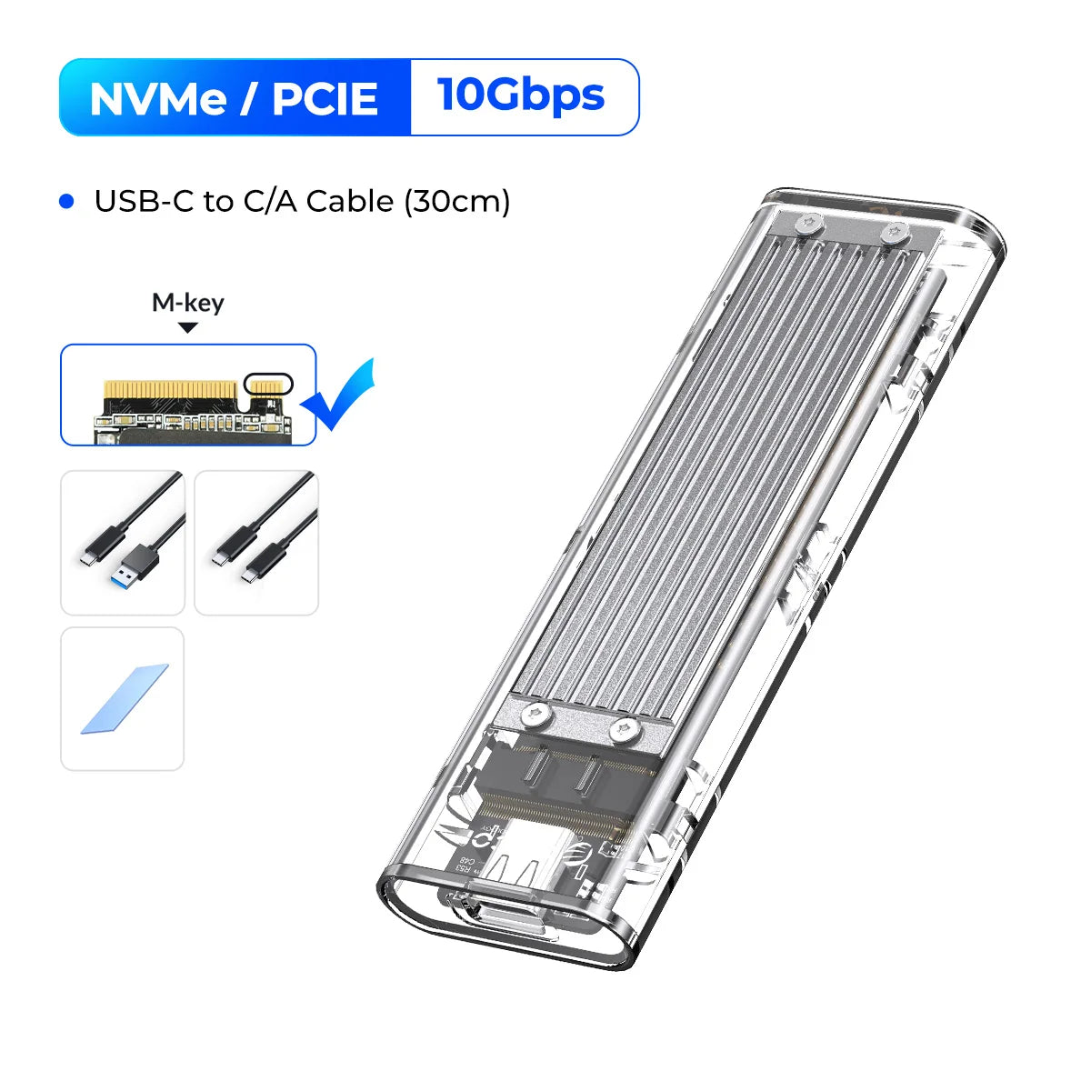 ORICO M.2 NVMe SSD Enclosure USB 3.1 Type-C External Hard Drive Case