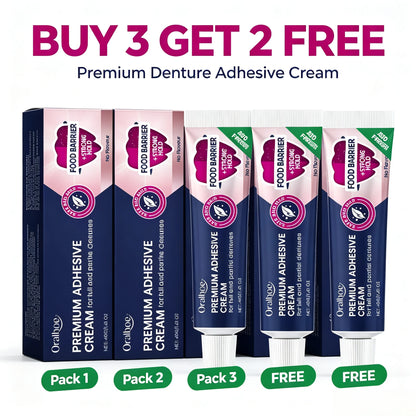Premium Denture Adhesive Cream - Long Lasting Strong Hold & Food Barrier