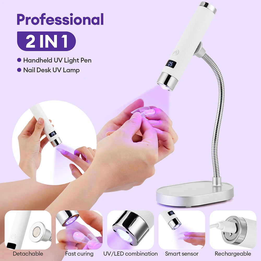 2-in-1 Auto-Sensing UV LED Nail Lamp & Handheld Dryer - 2