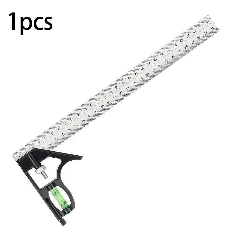 300mm Stainless Steel Combination Square Ruler - Adjustable Angle Gauge - 15