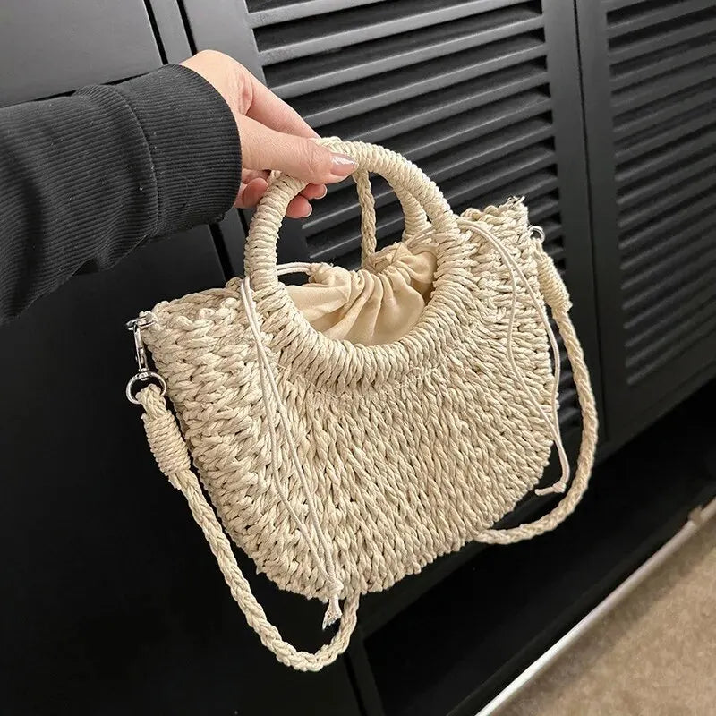 Luxury Half-Moon Straw Bag