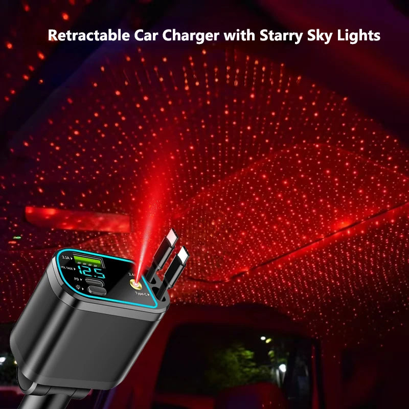 5-Port Car Charger with Fast Charging & Ambient Starry Light - 3