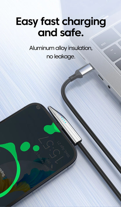 240W USB-C to USB-C Fast Charging Cable - 90 Degree Elbow for Gaming