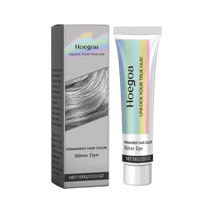 Permanent Silver Gray Hair Dye Cream - Professional Root & Full Coverage Formula