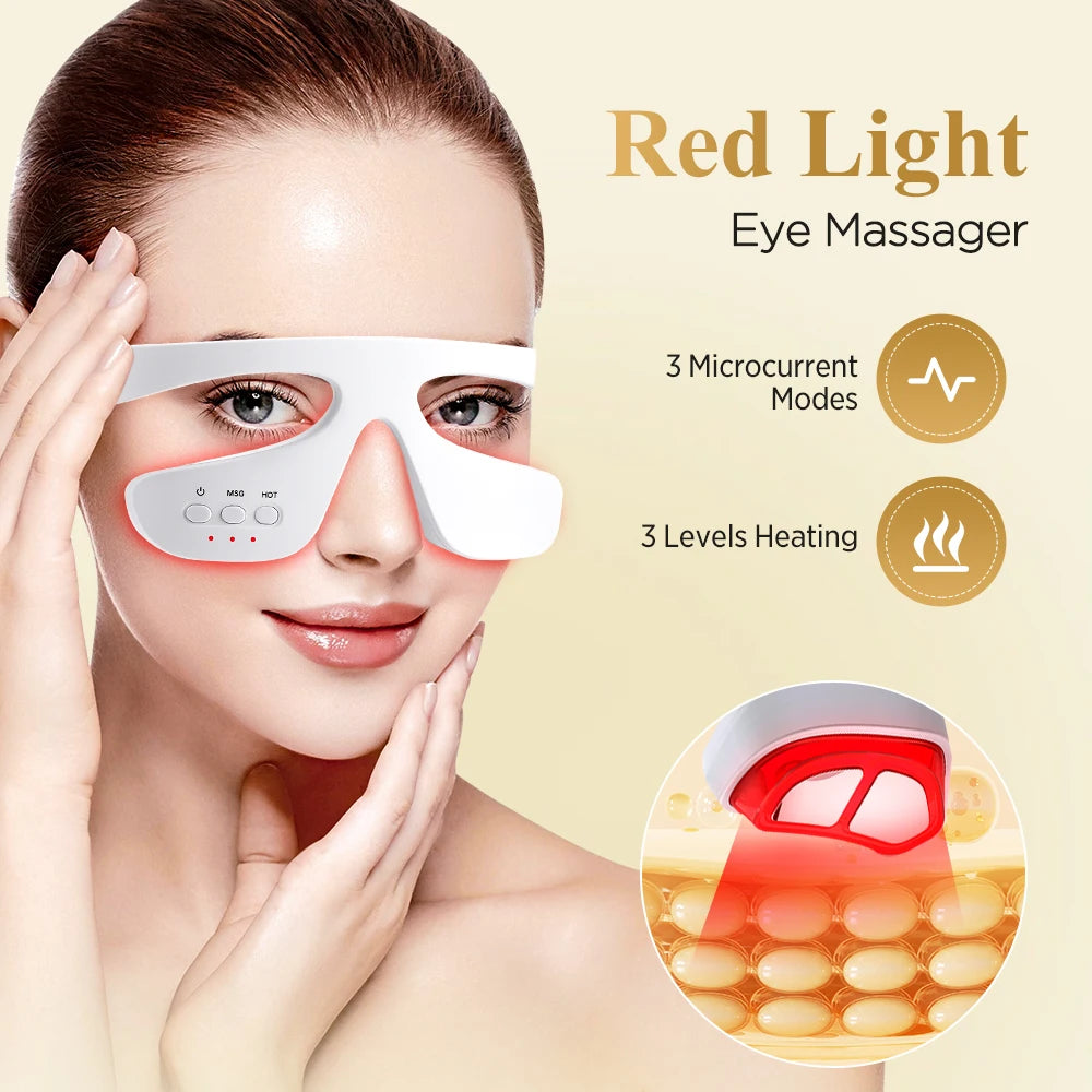 3D LED Red Light Eye Massager with Vibration for Dark Circles & Fatigue Relief - 13