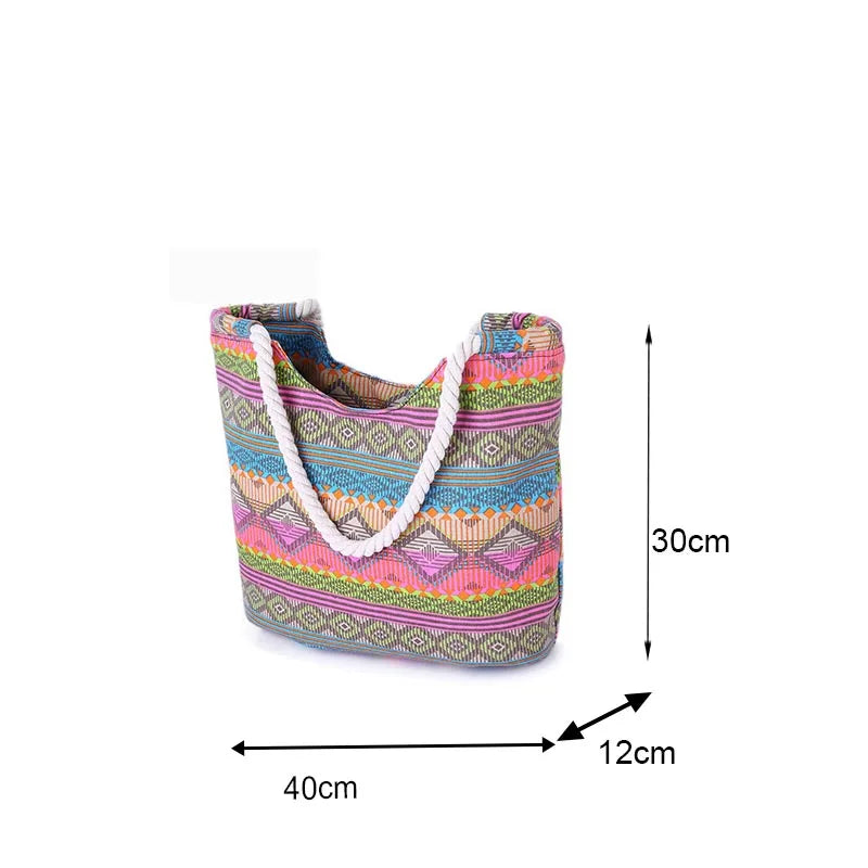 Luxury Striped Canvas Beach Tote