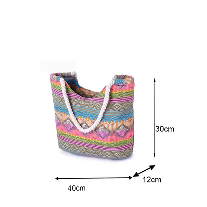 Luxury Striped Canvas Beach Tote