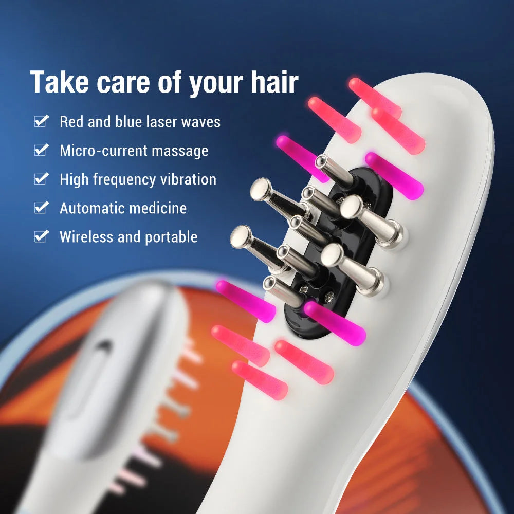 Electric Scalp Massager Comb with LED Light & Hair Oil Applicator - 2