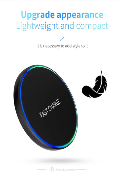Ultra-Slim 15W Fast Wireless Charging Pad for iPhone & Samsung
