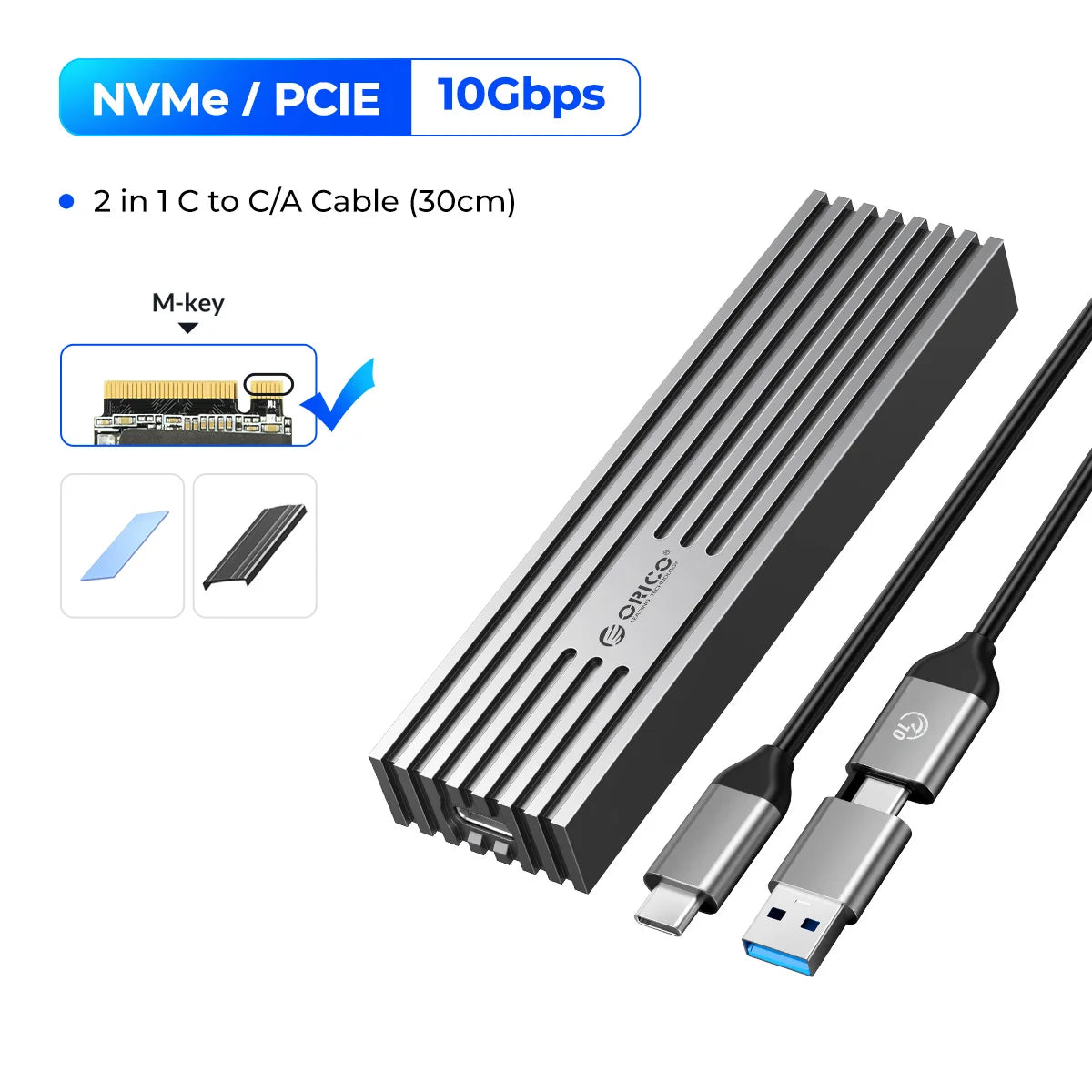 ORICO NVMe M.2 SSD Enclosure 40Gbps USB4 External Case for PCIe SSD - 25