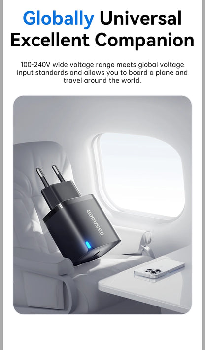 Mini 30W USB-C Fast Charger - PD & QC 3.0 Power Adapter for iPhone & Android