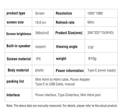15.6" Portable IPS Monitor 1080P HDR - Touch & Non-Touch Options