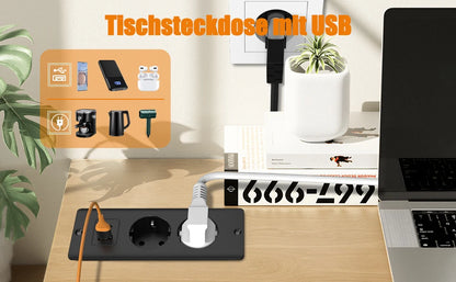German Standard Dual Socket with PD 20W USB-C & 2.4A USB Fast Charging
