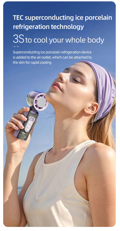 Portable 100-Speed Foldable Cooling Fan with LED Display
