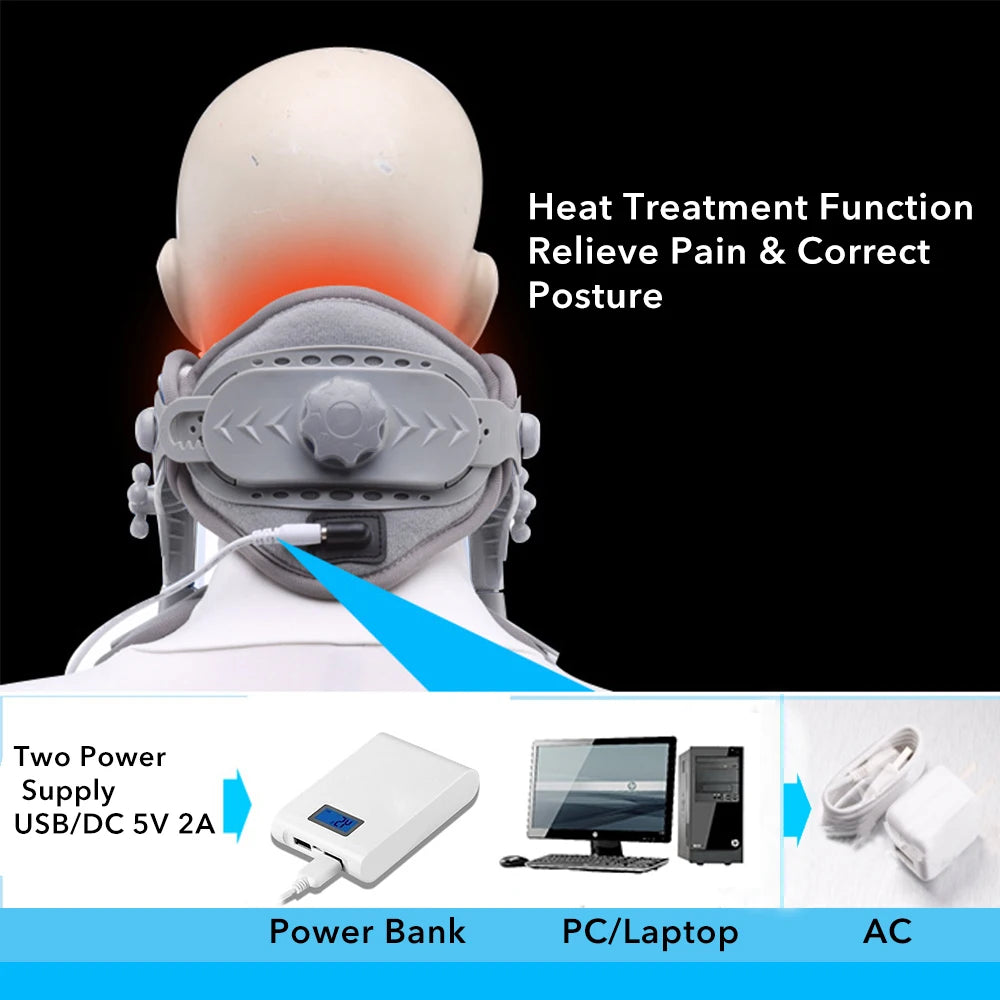 Heated Cervical Neck Traction Stretcher with Adjustable Height & Heat Therapy - 3
