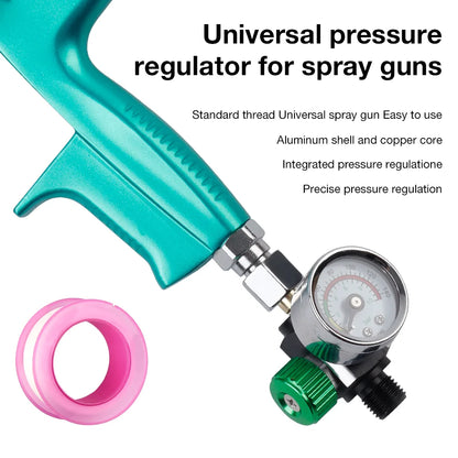G1/4 Thread Paint Spray Gun Air Pressure Regulator Valve with 140 PSI Gauge