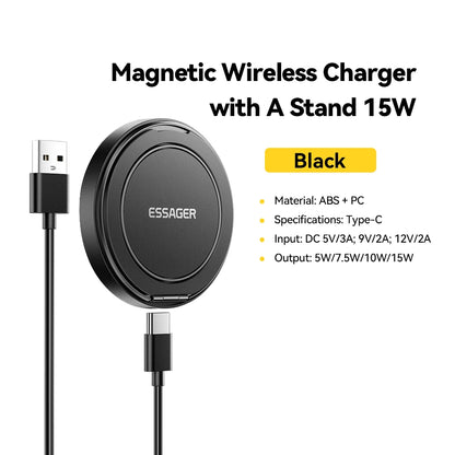 Magnetic 15W Fast Wireless Charging Stand for iPhone 16 15 14 13 Pro Max