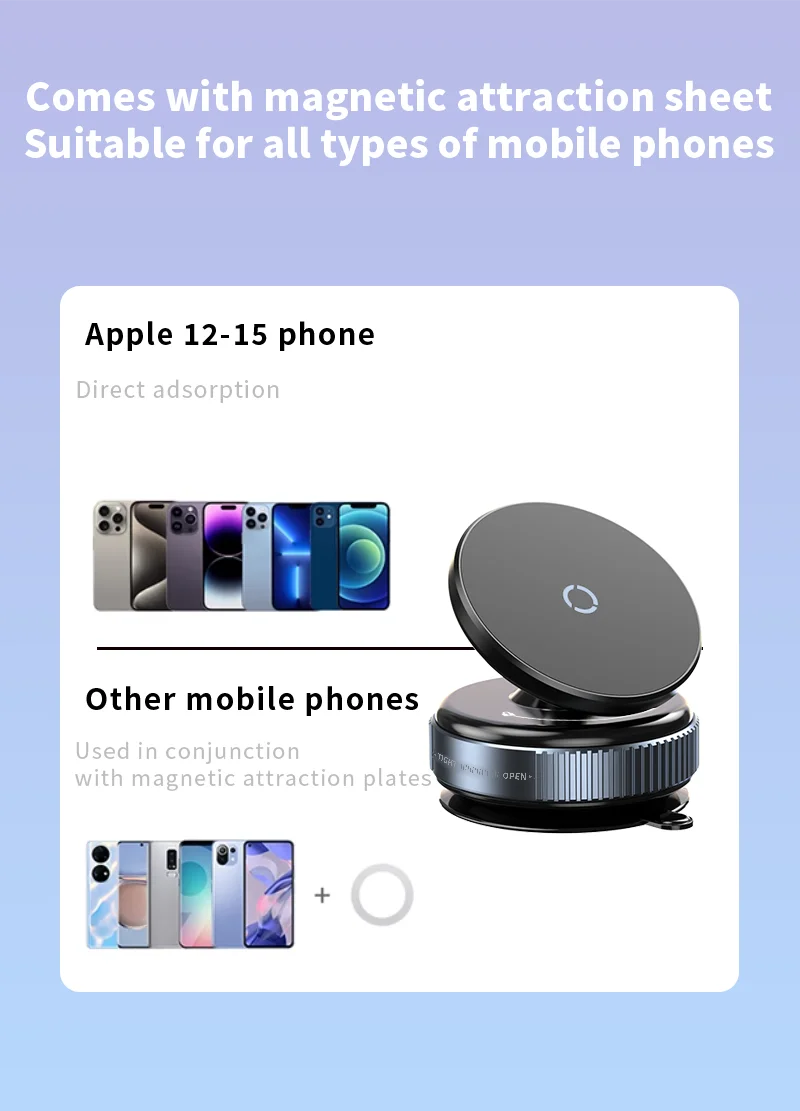 Strong Magnetic Vacuum Suction Cup Phone Holder for Car, Gym & Kitchen